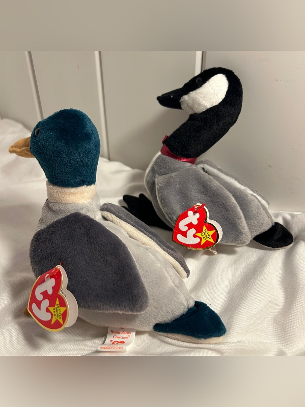 Vintage Ty Beanie Baby Lot Jake the Duck Loosy the Canada Goose bird bean babies - Picture 2 of 15
